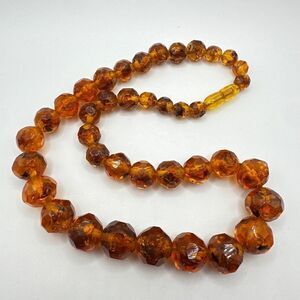 RARE 20" of ALL FACETED, GRADUATED AMBER, necklace!